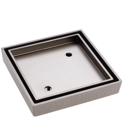 Square Tile Bed Floor Waste, 90mm Outlet, Brushed Nickel