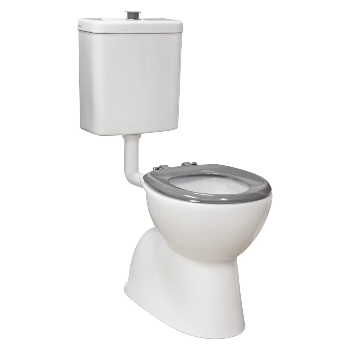 Stella Care Adjustable Link Toilet Suite, Gloss White with Grey Seat