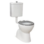 Stella Care Adjustable Link Toilet Suite, Gloss White with Grey Seat