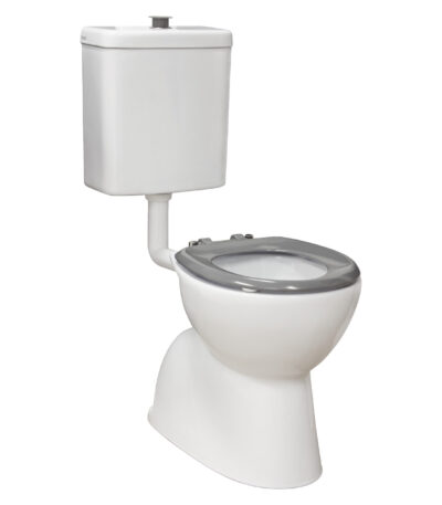 Stella Care Adjustable Link Toilet Suite, Gloss White with Grey Seat