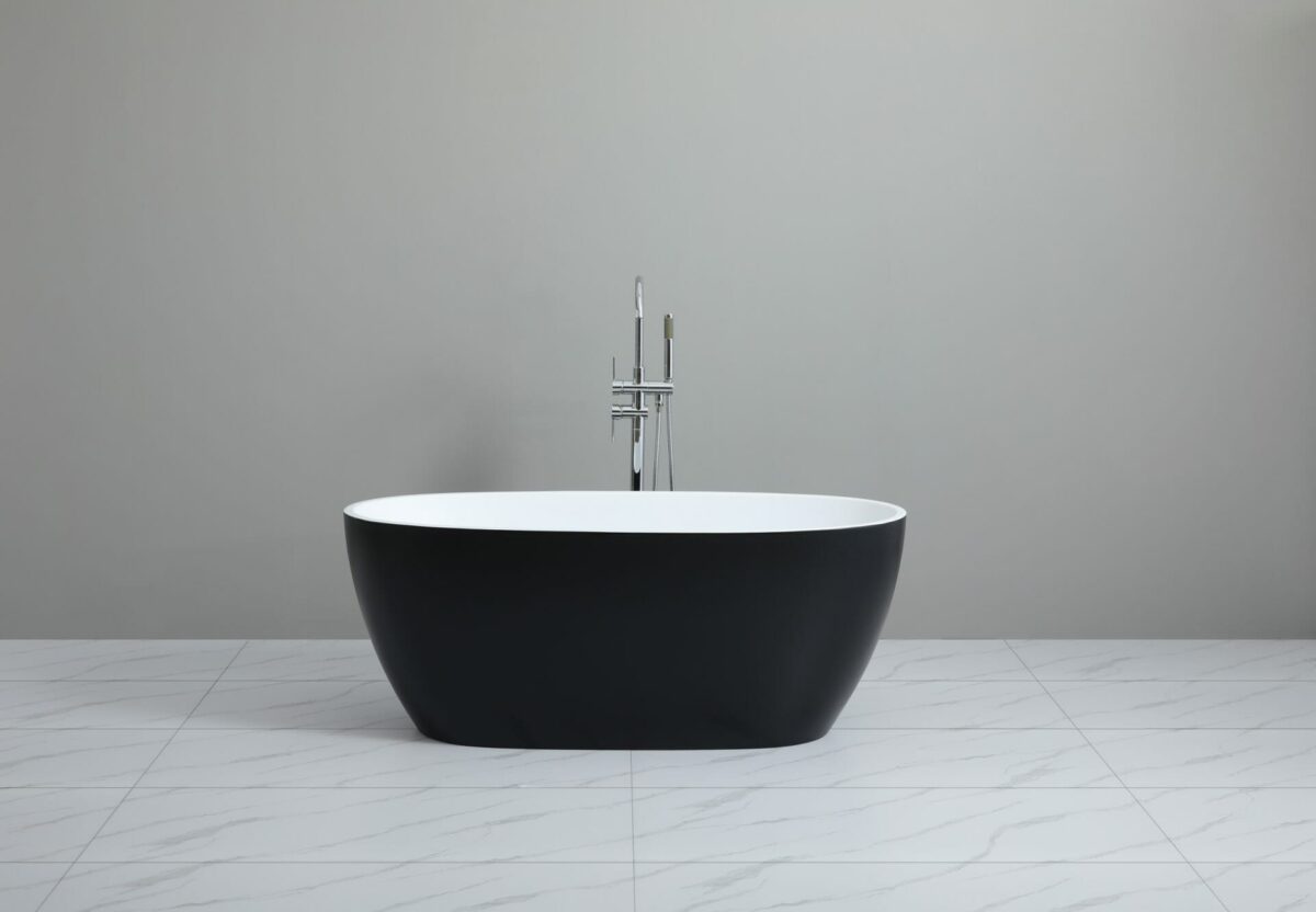 Stella Freestanding Bathtub - Matt Black/Matt White - No Overflow - 1500mm | MBBT-5-1500