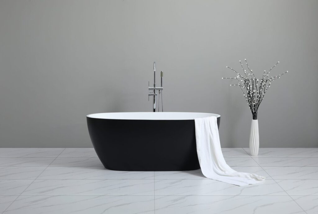 Stella Freestanding Bathtub - Matt Black/Matt White - No Overflow - 1700mm | MBBT-5-1700