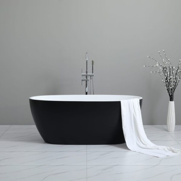 Stella Freestanding Bathtub - Matt Black/Matt White - No Overflow - 1700mm | MBBT-5-1700