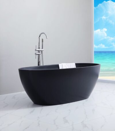 Stella Freestanding Bathtub - Matt Black - No Overflow - 1500mm | STBT1500MB