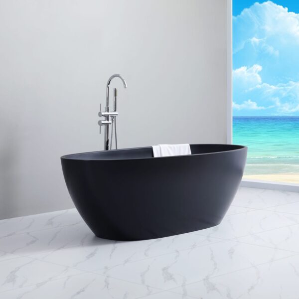 Stella Freestanding Bathtub - Matt Black - No Overflow - 1500mm | STBT1500MB