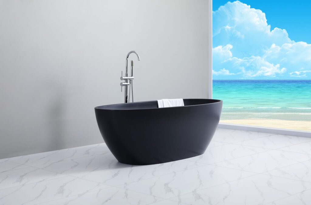 Stella Freestanding Bathtub - Matt Black - No Overflow - 1700mm | STBT1700MB