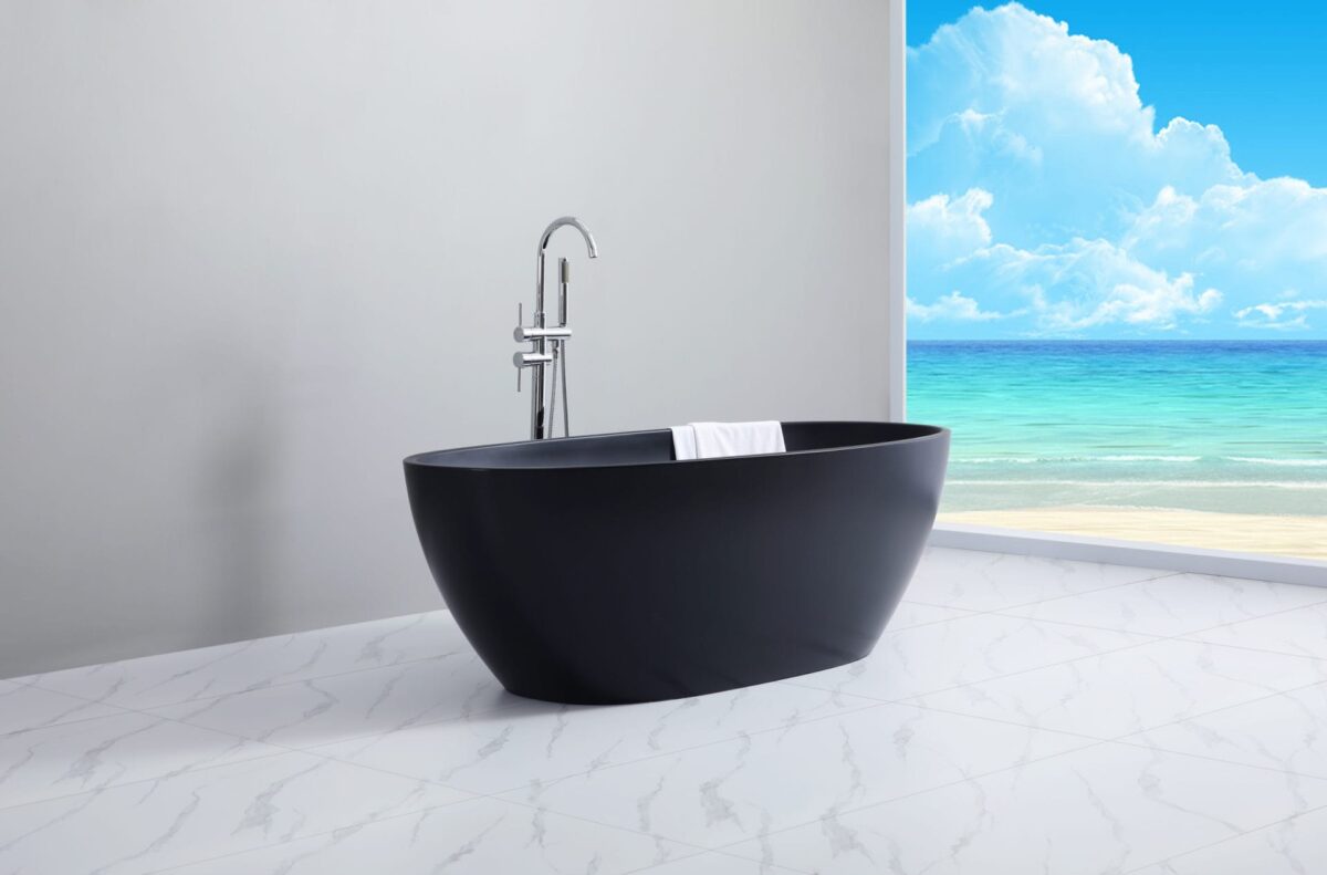 Stella Freestanding Bathtub - Matt Black - No Overflow - 1700mm | STBT1700MB