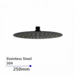 Super-slim Round Black Rainfall Shower Head 250mm | OX0007.SH