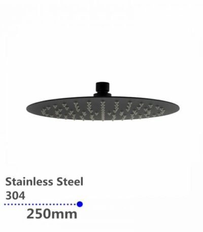 Super-slim Round Black Rainfall Shower Head 250mm | OX0007.SH