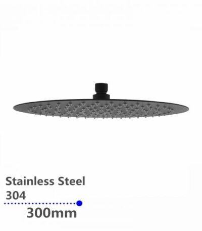 Super-slim Round Black Rainfall Shower Head 300mm | OX0008.SH
