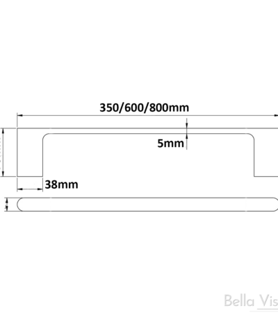 Supra Single Towel Rail - 800mm - Black | Bella Vista - 1624-800-P-BLK