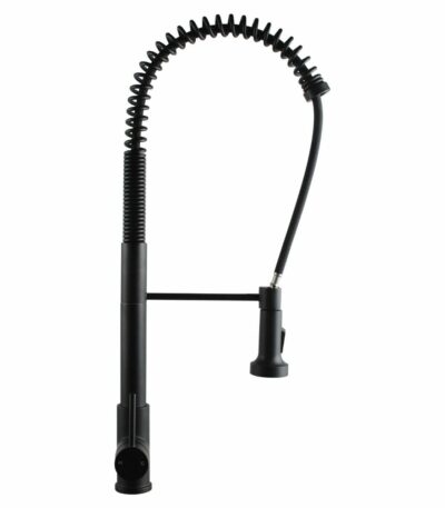 Tall Spring Matt Black Pull Out Kitchen Mixer | OX1017.KM