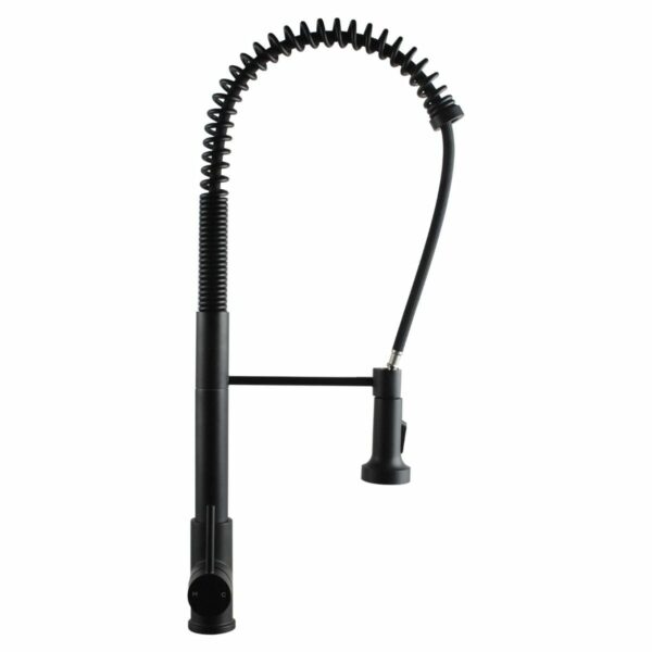 Tall Spring Matt Black Pull Out Kitchen Mixer | OX1017.KM