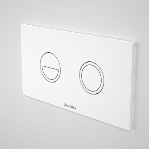 Caroma Invisi Series II Round Dual Flush Metal Plate & Buttons - White