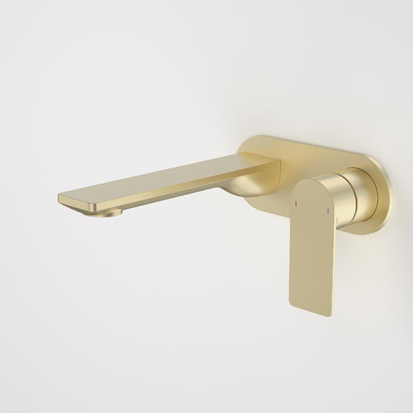 Caroma Urbane II 180mm Lead Free Wall Basin/Bath Mixer Round Brushed Brass