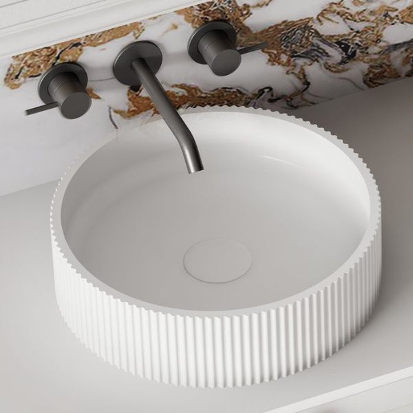 Cassa Design V Groove Above Counter Basin 360mm - Matte White