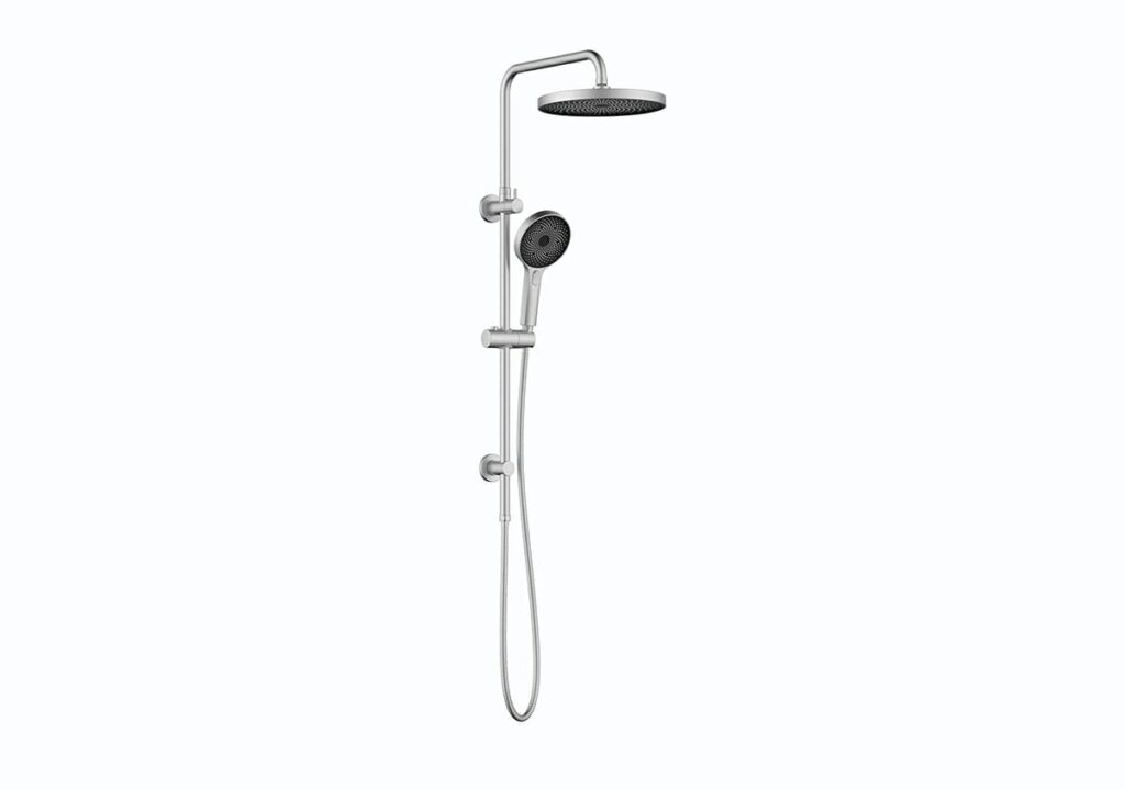 The Gabe Twin Shower on rail – Brushed Nickel