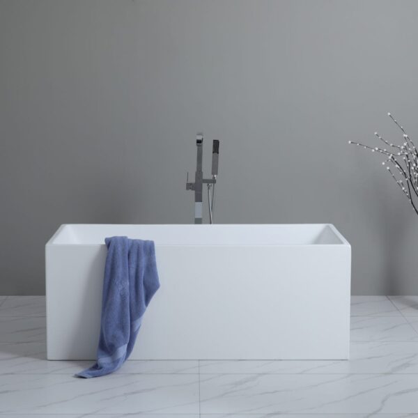 Theo Back to Wall Bathtub - Gloss White - No Overflow - 1200mm | THBT1200-NF