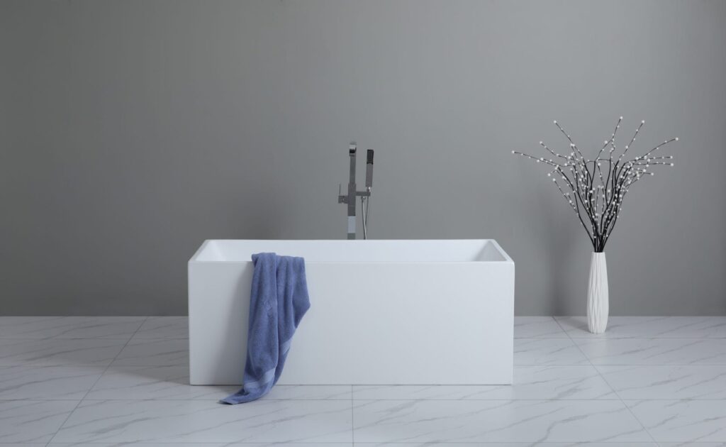 Theo Back to Wall Bathtub - Gloss White - Overflow - 1700mm | THBT1690-OF