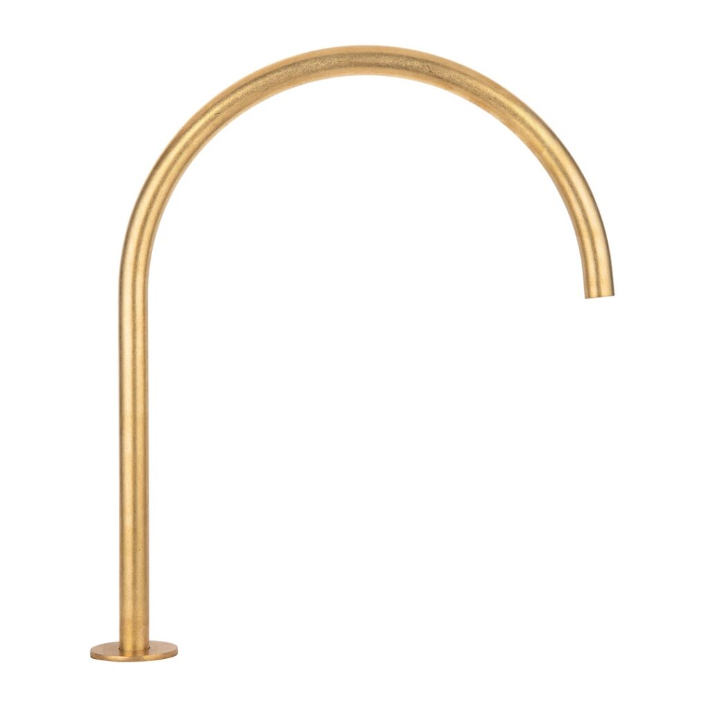Thin Bench Mounted Spout - Tumbled Aged Brass
