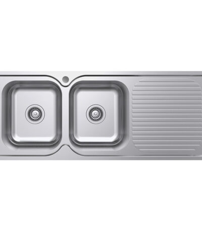 Tiva 1180 Double Kitchen Sink with Drainer, Left Bowl