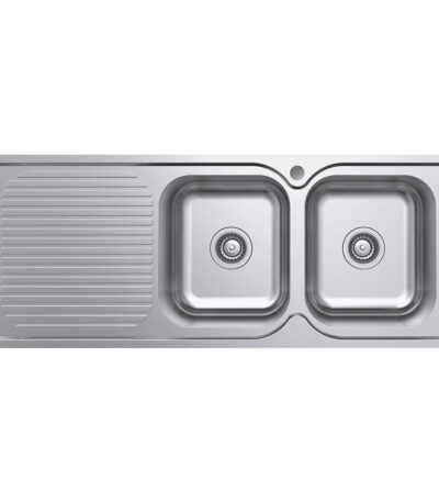 Tiva 1180 Double Kitchen Sink with Drainer, Right Bowl