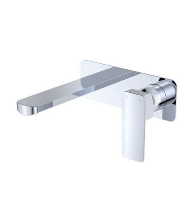 Tono Basin/Bath Wall Mixer Set, Rectangular Plate, 160mm Outlet, Chrome