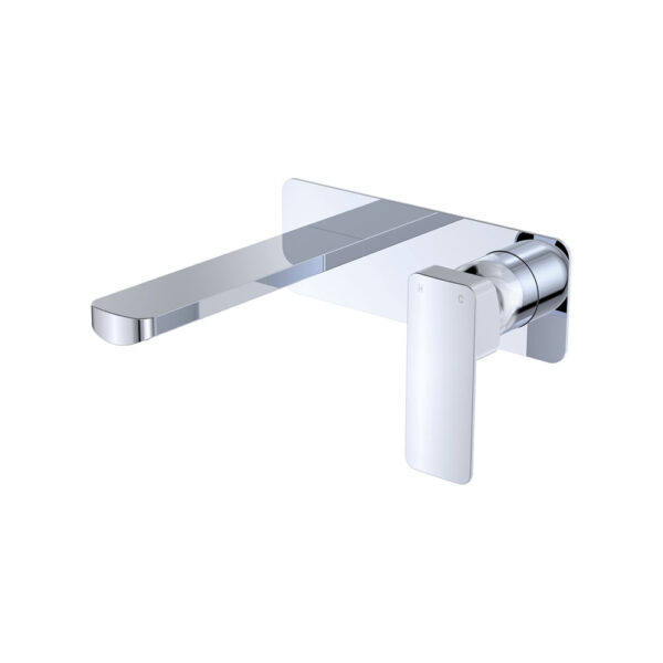 Tono Basin/Bath Wall Mixer Set, Rectangular Plate, 160mm Outlet, Chrome