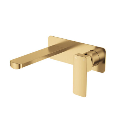 Tono Basin/Bath Wall Mixer Set, Rectangular Plate, 160mm Outlet, Urban Brass