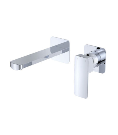 Tono Basin/Bath Wall Mixer Set, Square Plates, 160mm Outlet, Chrome