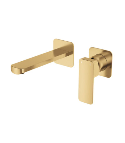 Tono Basin/Bath Wall Mixer Set, Square Plates, 160mm Outlet, Urban Brass