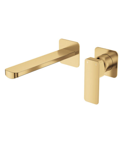 Tono Basin/Bath Wall Mixer Set, Square Plates, 200mm Outlet, Urban Brass