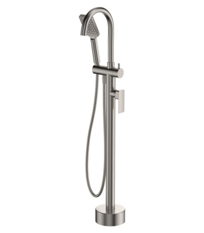 Tono Floor Mounted Bath Mixer With Hand Shower, Brushed Nickel