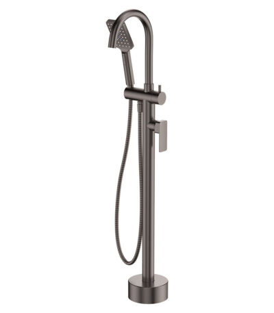 Tono Floor Mounted Bath Mixer With Hand Shower, Gun Metal