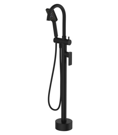 Tono Floor Mounted Bath Mixer With Hand Shower, Matte Black
