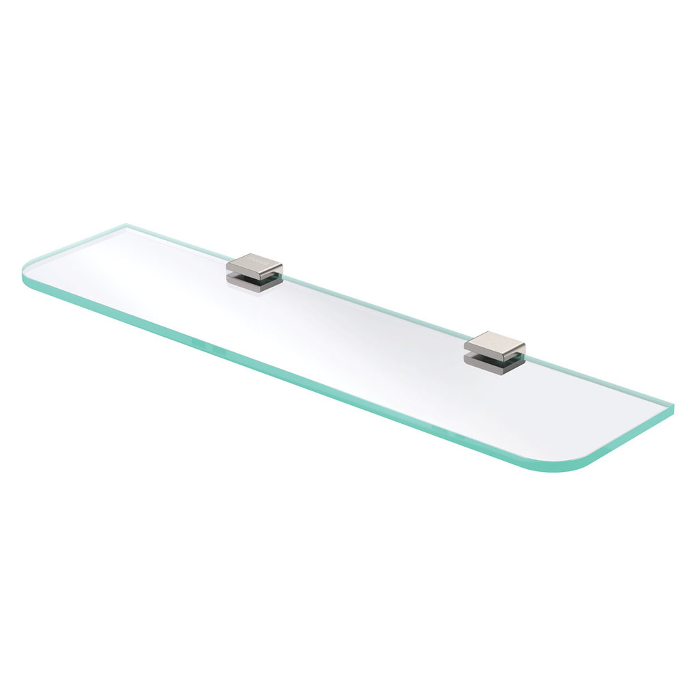 Tono Glass Shelf, Brushed Nickel