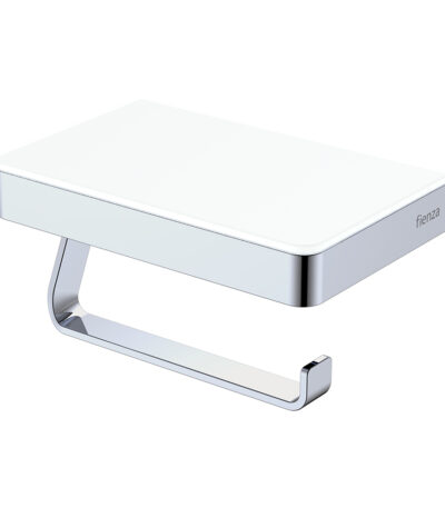 Tono Toilet Roll Holder with Glass Shelf, Chrome