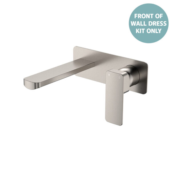 Tono Wall Basin/Bath Mixer Set Dress Kit, Brushed Nickel, Rectangular Plate, 160mm Outlet