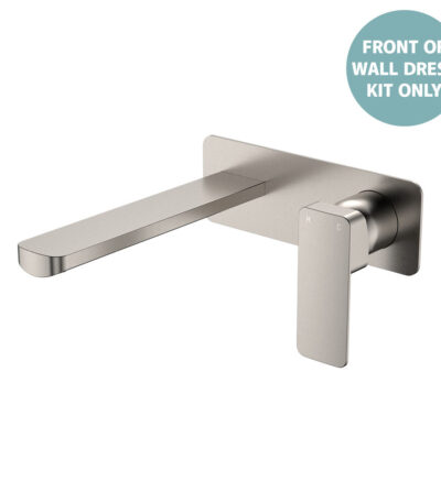 Tono Wall Basin/Bath Mixer Set Dress Kit, Brushed Nickel, Rectangular Plate, 200mm Outlet