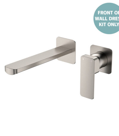 Tono Wall Basin/Bath Mixer Set Dress Kit, Brushed Nickel, Square Plates, 200mm Outlet