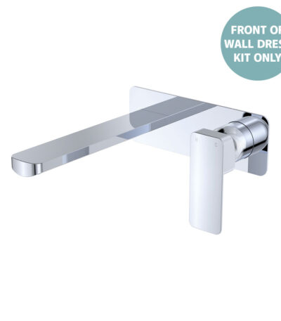 Tono Wall Basin/Bath Mixer Set Dress Kit, Chrome, Rectangular Plate, 200mm Outlet