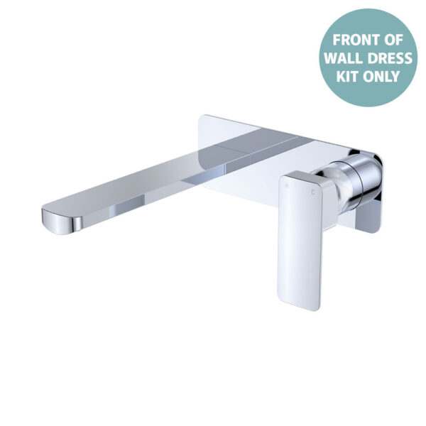 Tono Wall Basin/Bath Mixer Set Dress Kit, Chrome, Rectangular Plate, 200mm Outlet