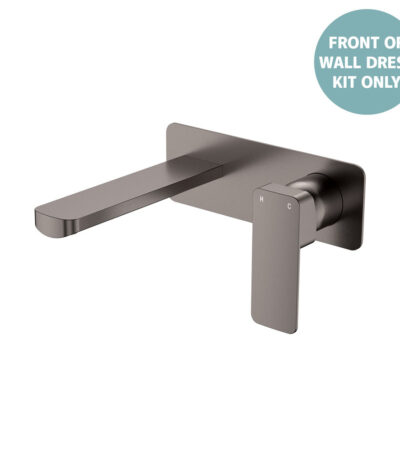 Tono Wall Basin/Bath Mixer Set Dress Kit, Gun Metal, Rectangular Plate, 160mm Outlet