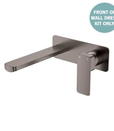 Tono Wall Basin/Bath Mixer Set Dress Kit, Gun Metal, Rectangular Plate, 200mm Outlet