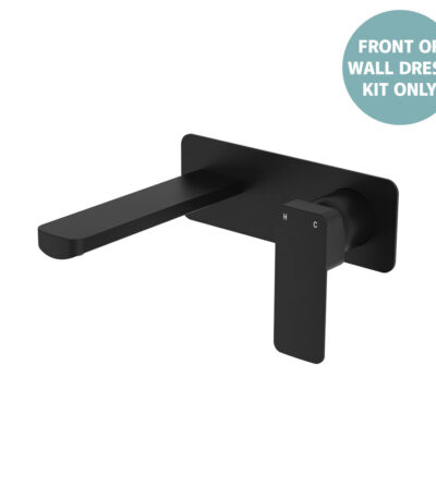 Tono Wall Basin/Bath Mixer Set Dress Kit, Matte Black, Rectangular Plate, 160mm Outlet