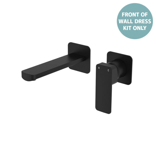 Tono Wall Basin/Bath Mixer Set Dress Kit, Matte Black, Square Plates, 160mm Outlet