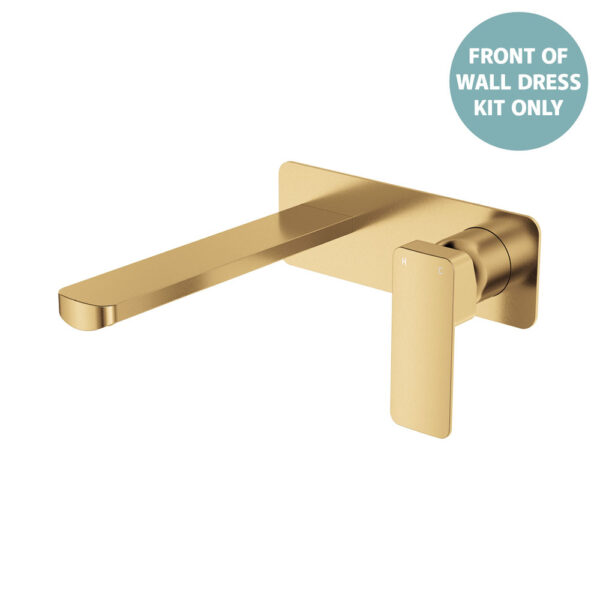 Tono Wall Basin/Bath Mixer Set Dress Kit, Urban Brass, Rectangular Plate, 200mm Outlet