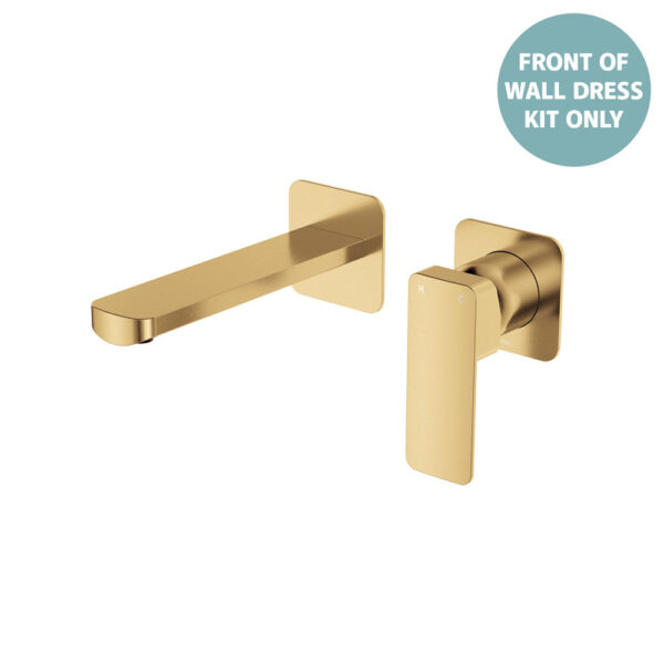 Tono Wall Basin/Bath Mixer Set Dress Kit, Urban Brass, Square Plates, 160mm Outlet