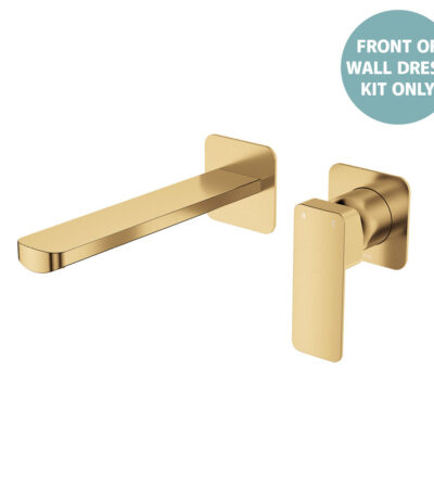 Tono Wall Basin/Bath Mixer Set Dress Kit, Urban Brass, Square Plates, 200mm Outlet