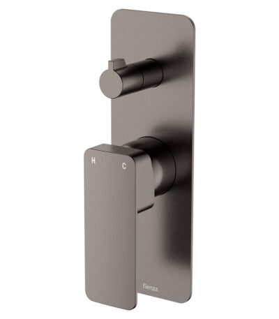 Tono Wall Diverter Mixer, Rectangular Plate, Gun Metal